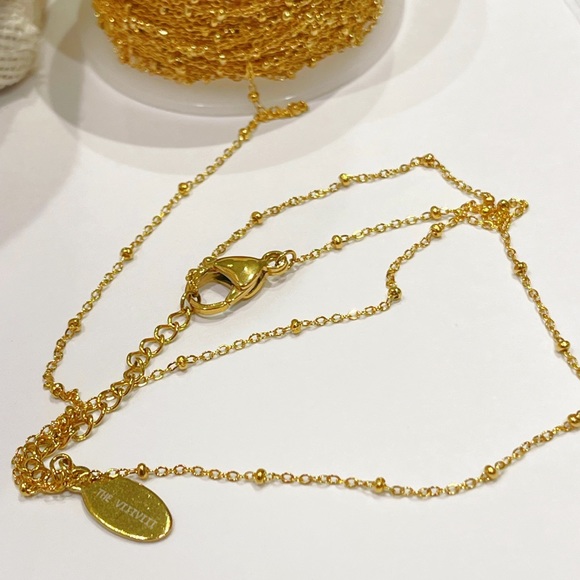 Anklet -Mini ball rolo chain waterproof  18k gold plated on stainless… - Picture 2 of 4